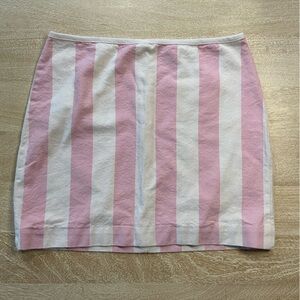 Madewell 100% Cotton Lined Barbie Mini Skirt Cara Stripe Light Pink & White 8